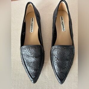 Karl Lagerfeld Women’s Black Ballerina Flats-Size: 8.5-Pointed Toes-Small Heel